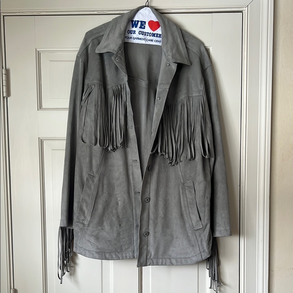 Womens Gray Fringe Jacket